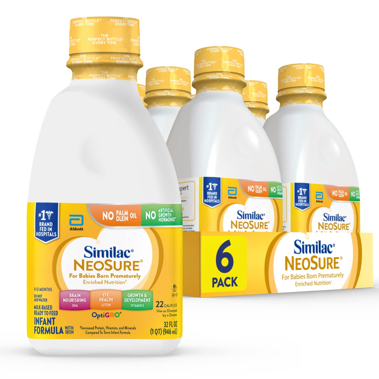 Similac Neosure Premature Post-Discharge Infant Formula, Ready-To-Feed Baby Formula, 32-Fl-Oz Bottle, Pack Of 6