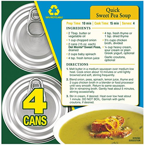 Del Monte Fresh Cut Sweet Peas Canned Vegetables, 24 Pack, 15 Oz Cans