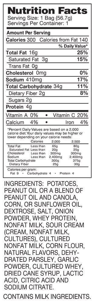 Dirty Kettle Potato Chips, Sour Cream & Onion, 2 Oz. Bag, 25 Count – Gluten Free, Skins On, Crunchy Chips, Great For Lunches Or Snacking On The Go