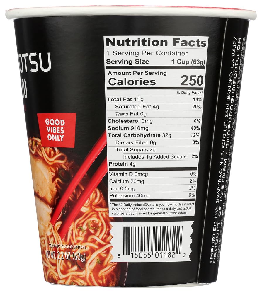 Snapdragon Spicy Tonkotsu Ramen Cups | Rich Pork Flavor Broth With Authentic Ramen Noodles And Chili Garlic Oil | Authentic Flav