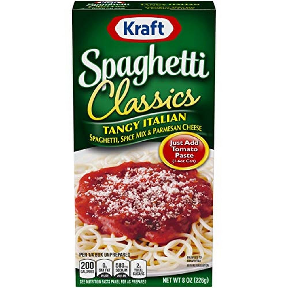 Kraft Spaghetti Classics Tangy Italian Easy Pasta Meal With Spaghetti, Spice Mix & Parmesan Cheese 8 Oz (Pack Of 6)
