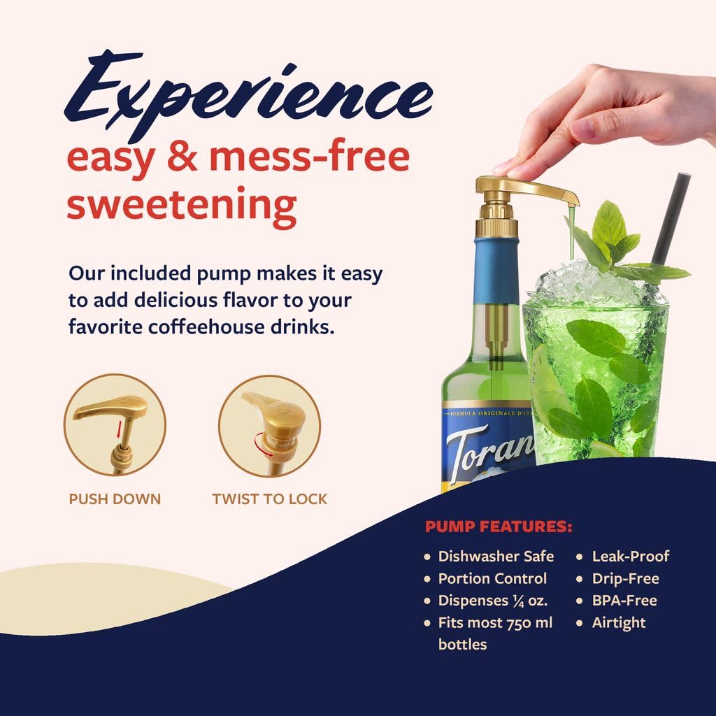 Torani Sugar Free Syrup, Lime Flavoring For Drinks, Zero Calorie, Glass Bottle With Pump Included, 25.4 Fl Oz