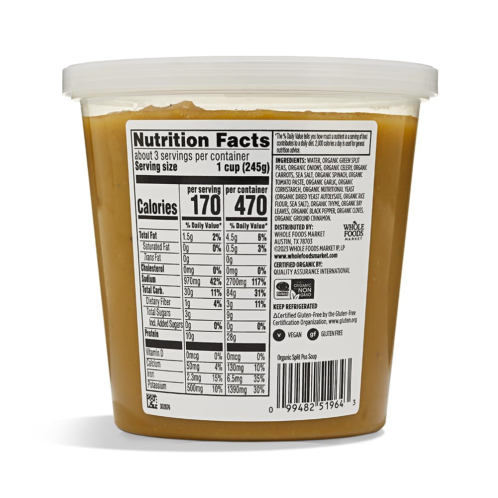 Whole Foods Kitchens, Soup Vegan Split Pea, 24 Ounce