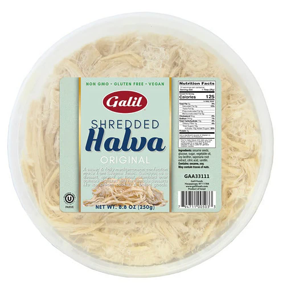 Galil Shredded Halva - Original Halva Candy Floss - Kosher, Non-GMO, Gluten-Free, Vegan Halva 8.8 Ounce