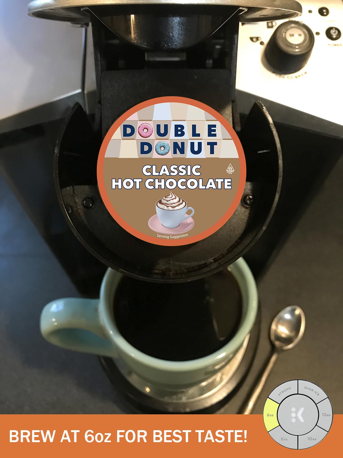 Double Donut Coffee Hot Chocolate Pods for Keurig K Cups malt-inspired Single Serve Classic Hot Cocoa Pods 24 Count