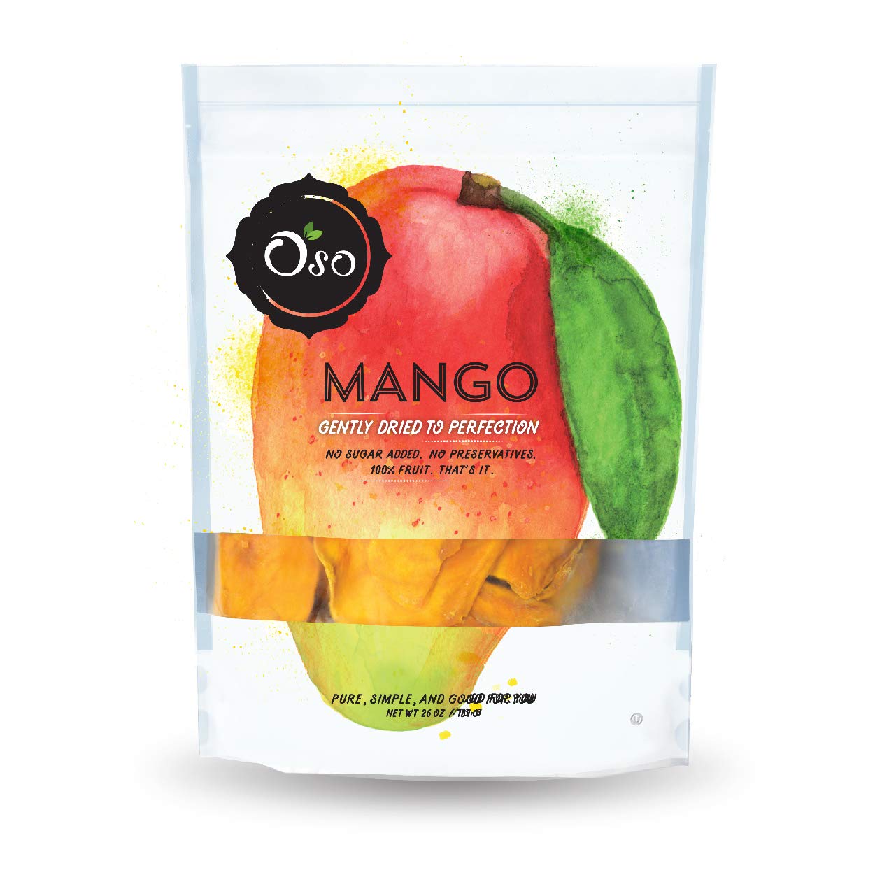 Oso Snacks Dried Mango Slices Top-Grade Quality No Added Sugar Or Preservatives Big Pieces Only! 26Oz