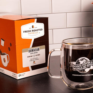 Fresh Roasted Coffee, 100% Hawaiian Kona, Medium Roast, Kosher, K-Cup Compatible, 24 Pods