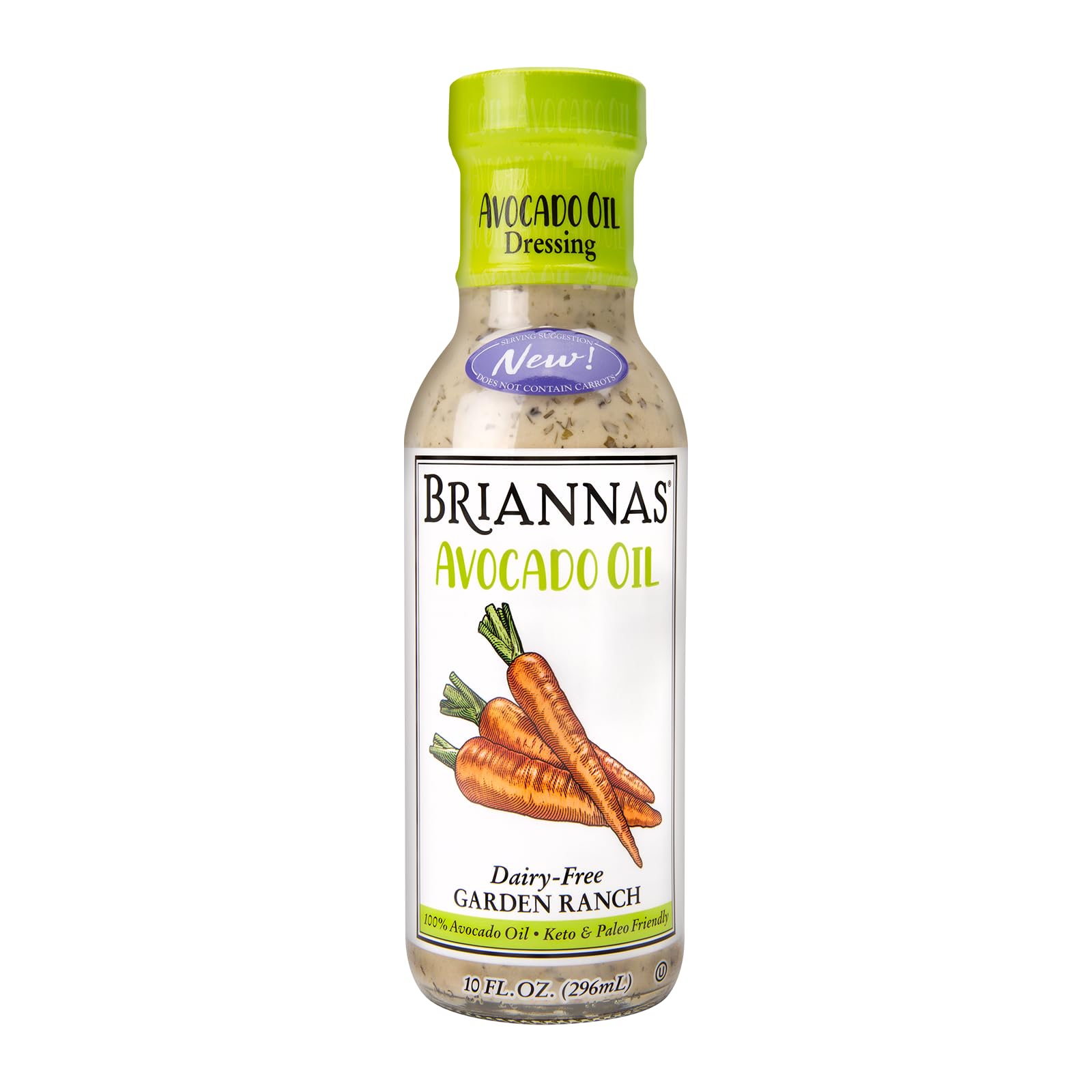 BRIANNAS - Avocado Oil Dairy-Free Garden Ranch Dressing - Nutrient Rich, No Sugar, Keto Friendly Salad Dressing made with 100% A