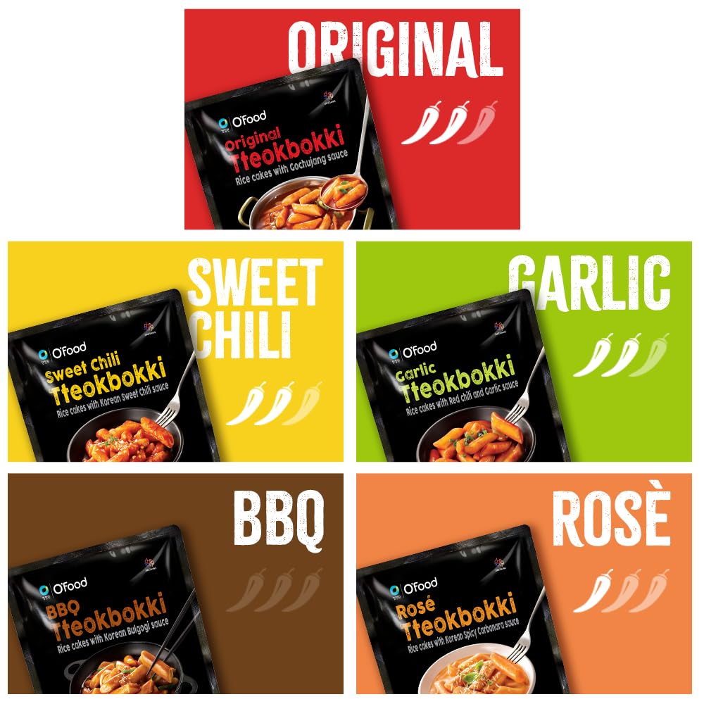 Chung Jung One O'Food Rose Spicy Carbonara Tteokbokki, Gluten-Free Korean Rice Cakes, Authentic Spicy Korean Street Food Snack,