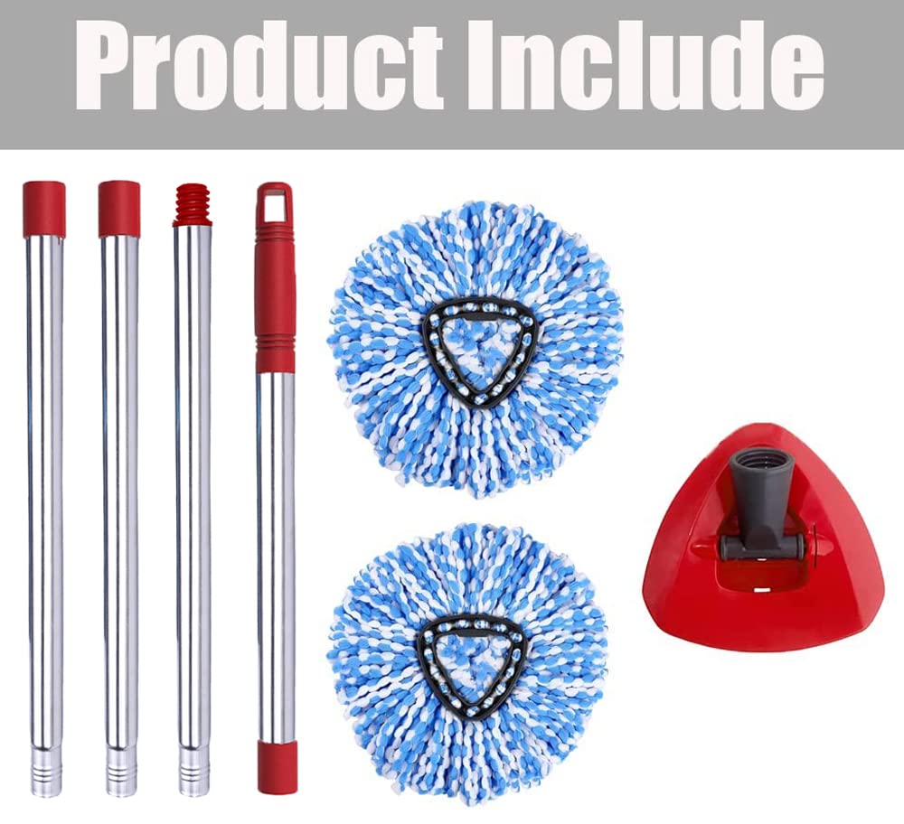 Anrekeyh Spin Mop Head, Base, Handle Replacement For O-Ceda Easywring Rinseclean Microfiber Spin Mop, 2 Microfiber Mop Refills,