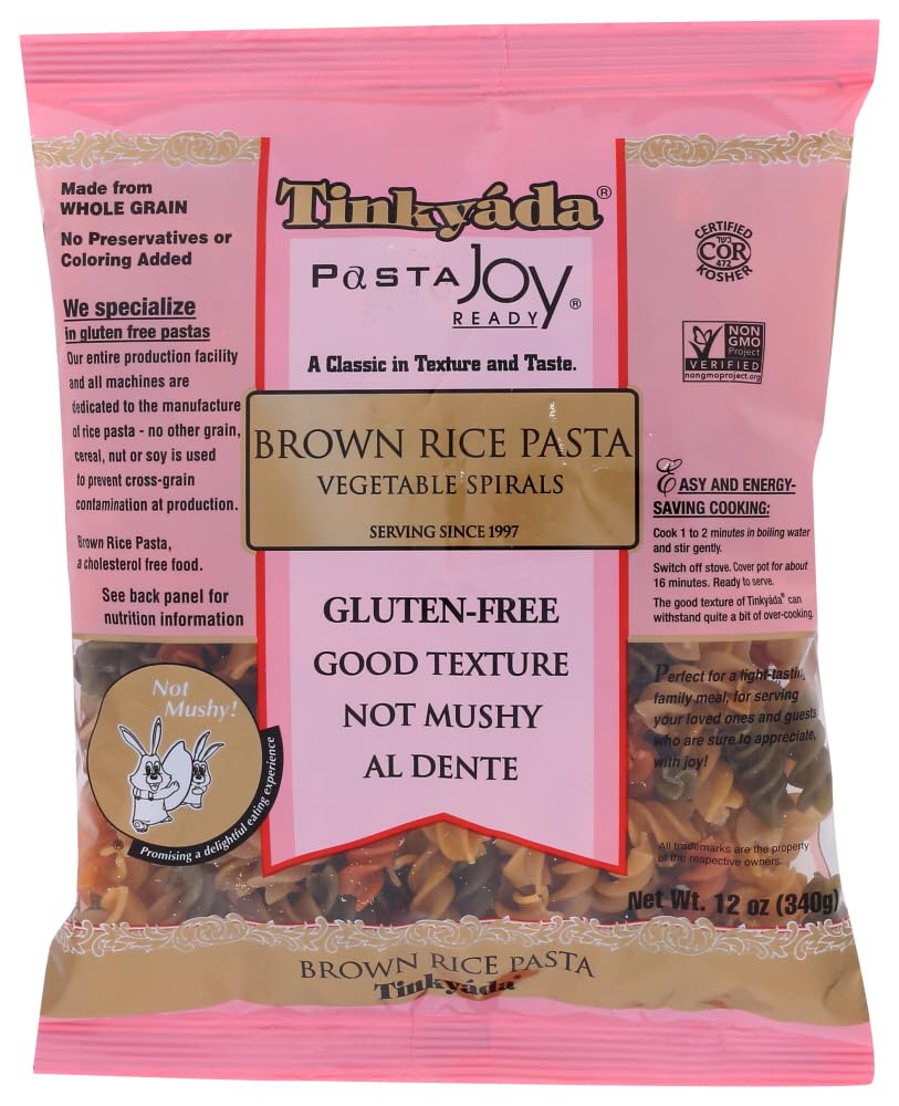 Tinkyada Spiral Vegetable Brown Rice Pasta, 12-ounce Packages (Case of 12)
