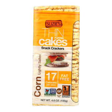 Suzies Organic Lightly Salted Corn Cake Thins|12 Pack|USDA Organic, NON-GMO, Fat-Free, Sugar-Free, Gluten-Free|Low-Calorie Snac