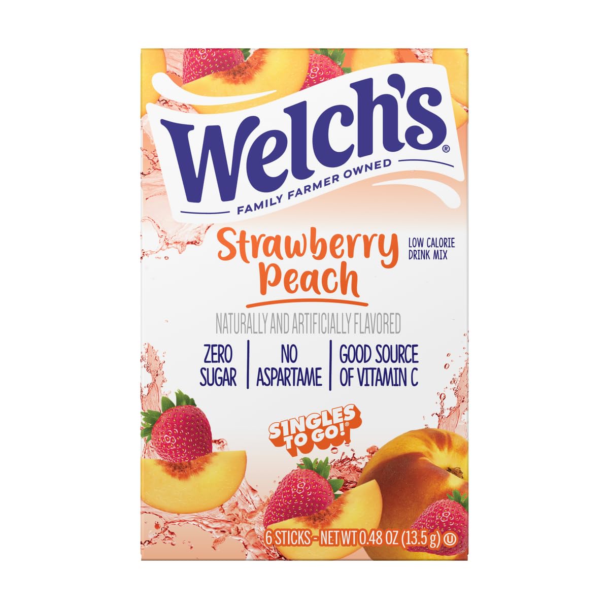 SINGLES TO GO! Welchs 5 Pack Variety - Orange Pineapple, Cherry, G , Strawberry Peach, Passion Fruit - 0.6 Ounce (Pack of 5)