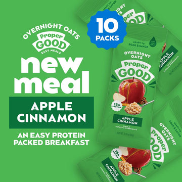Proper Good Apple Cinnamon Overnight Oats - Nutritious & Delicious Breakfast With 15G Protein - Quick & Easy Meal With Natural I