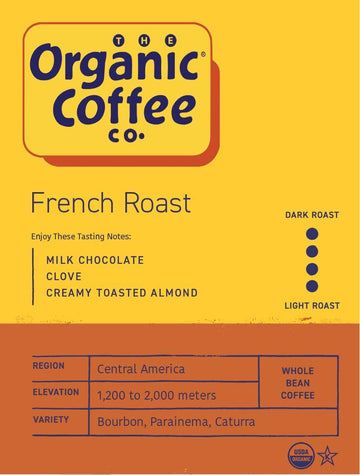 The Organic Coffee Co. Whole Bean Coffee - French Roast (2Lb Bag), Dark Roast, Usda Organic