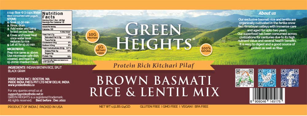 Brown Rice & Black Bean Superfood Mix - 24 Ounce / 680 Grams Jar (15+ Servings) - Proudly Made In America - Healthy Nourishing Essentials By Green Heights