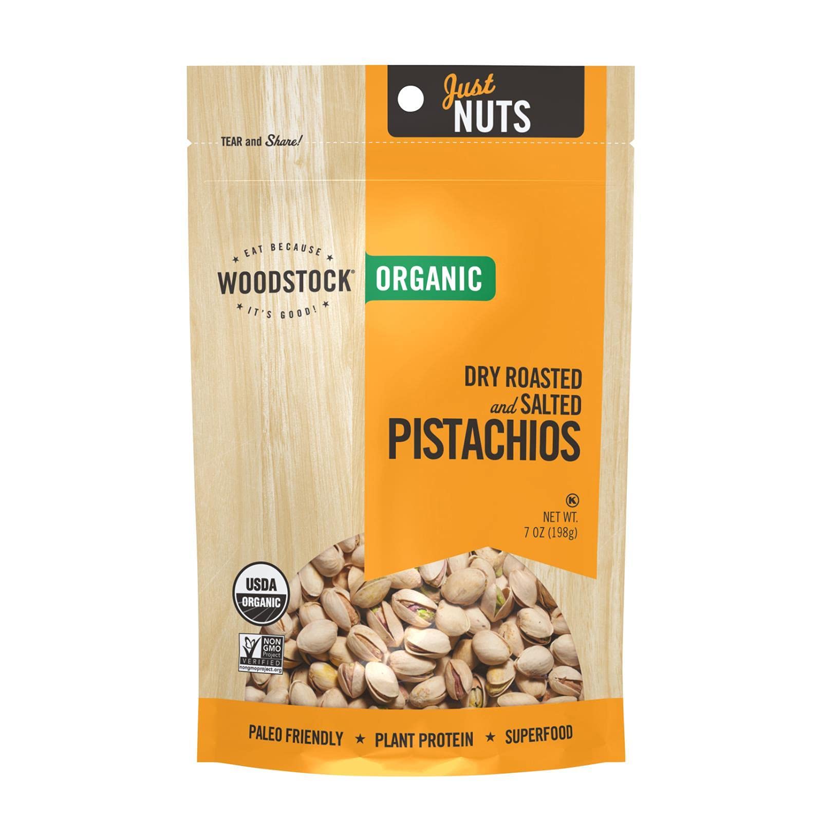 Woodstock Dry Roasted & Salted Pistachios, 7-Ounce Bags (Pack of 8) 8