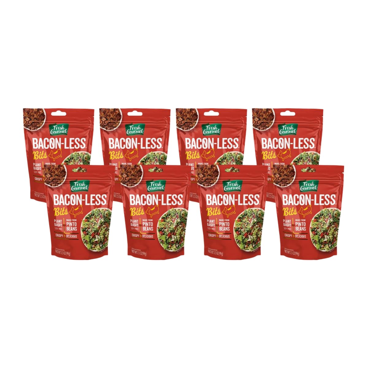 Fresh Gourmet Vegan Bacon-Less Bits Plant-Based Topping, Soy-Free, 3.5 oz (Pack of 8)