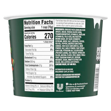 Knorr Pasta Cup For A Quick And Easy Meal Spicy Korean-Style Bbq Made With 100% Real Vegetables & No Artificial Flavors Or Preservatives, 2.6 Oz