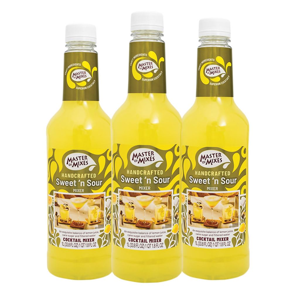 Master Of Mixes Sweet & Sour Drink Mix Ready To Use 1 Liter Bottle (33.8 Fl Oz) Pack Of 3