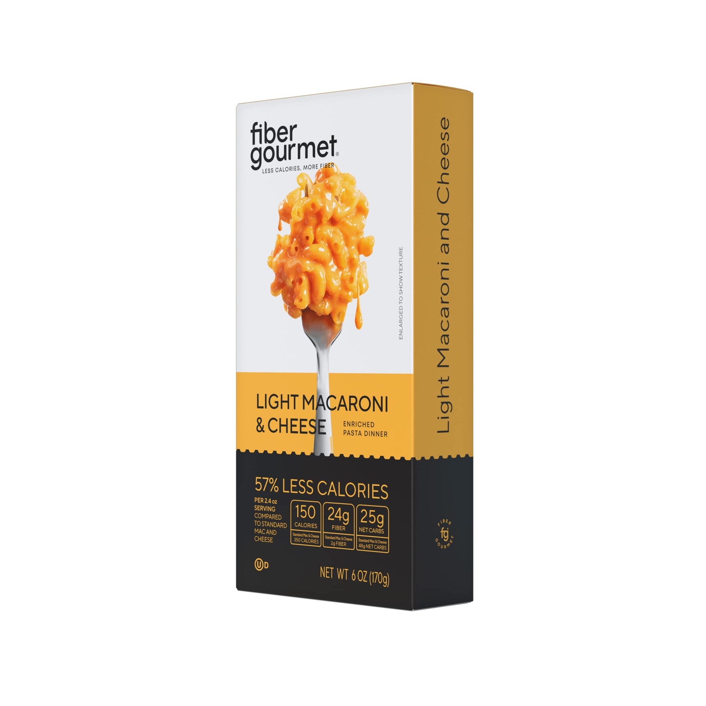 Fiber Gourmet Mac And Cheese - Fiber-Rich, Low-Calorie Instant Pasta - Made In Us, Kosher, And Has Zero Artificial Colors Or Flavors - Pack Of 6 X 6Oz