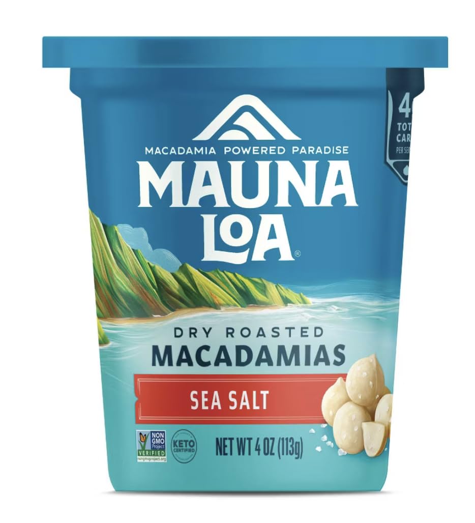 Mauna Loa Premium Hawaiian Roasted Macadamia Nuts, Dry Roasted with Sea Salt, 4.5 oz. Can (Pack of 3)