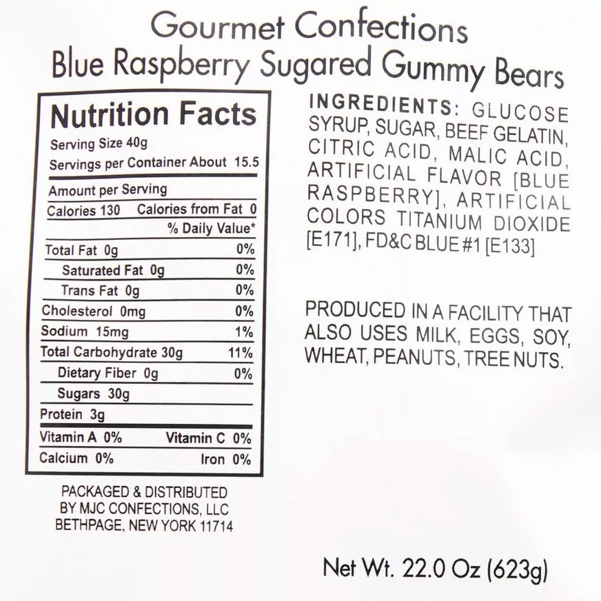 The Hampton Popcorn Company Dark Blue Gummy Bears, 1.3 lb Resealable Bag, Blue Raspberry Flavor