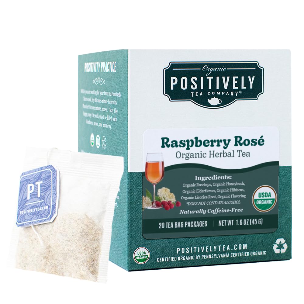 Organic Positively Tea Company Raspberry Ros? Herbal Tea Bags 20 Count
