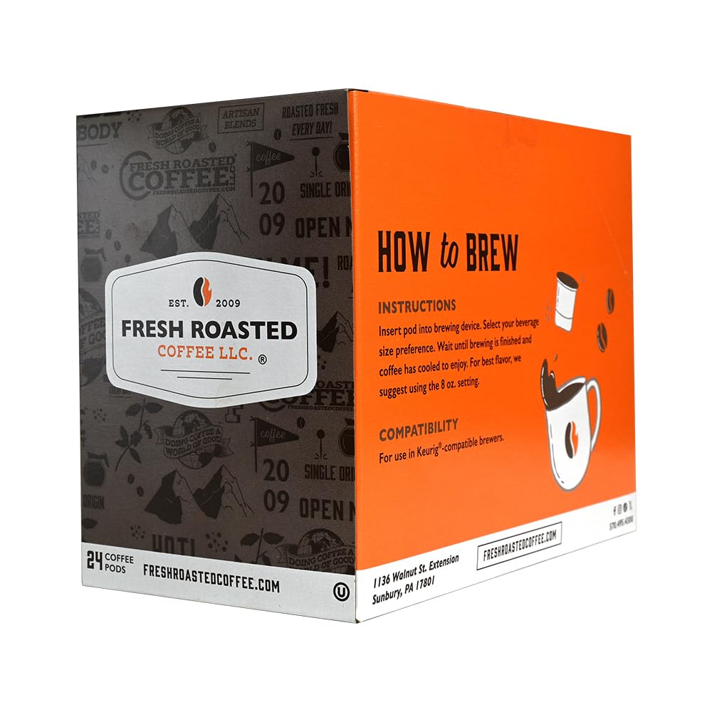 Fresh Roasted Coffee, Dark Brazil, Med-Dark Roast, Kosher, K-Cup Compatible, 24 Pods