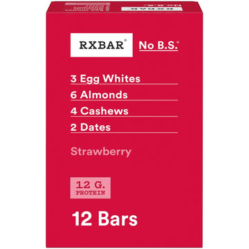 Rxbar Protein Bars 12G Protein Gluten Free Snacks Strawberry 22Oz Box (12 Bars)