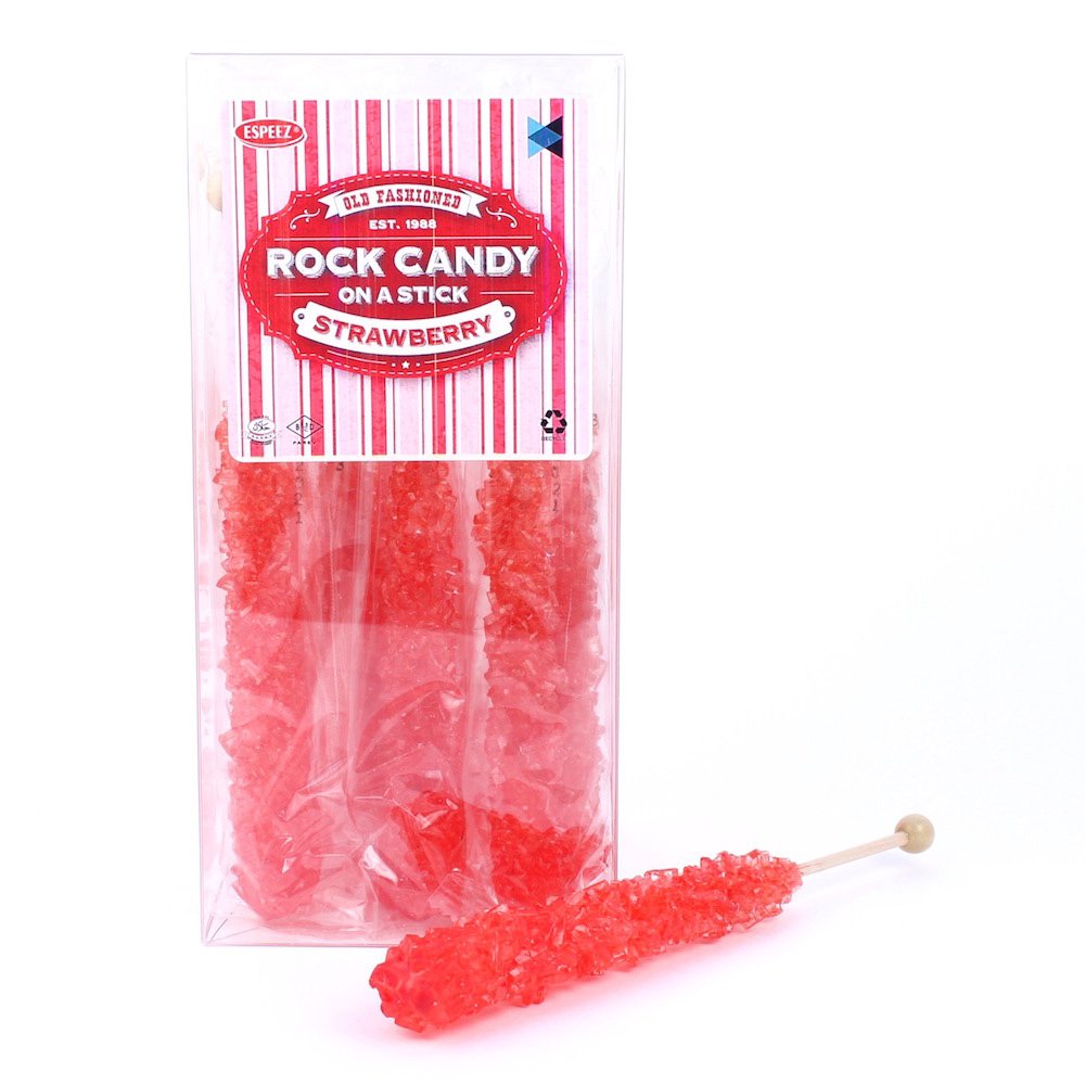 Extra Large Rock Candy Sticks: 12 Strawberry Lollipop - Red Rock Candy Sticks - Individually Wrapped - Espeez Rock Candy Sticks For Candy Buffet, Birthdays, Weddings, Receptions And Baby Shower