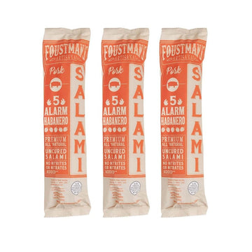 Foustman's Salami Pork 5 Alarm Habanero Artisanal, Nitrate-Free, Naturally Cured, Gluten-Free, Dairy-Free, Pack of 3, 8 Oz Each