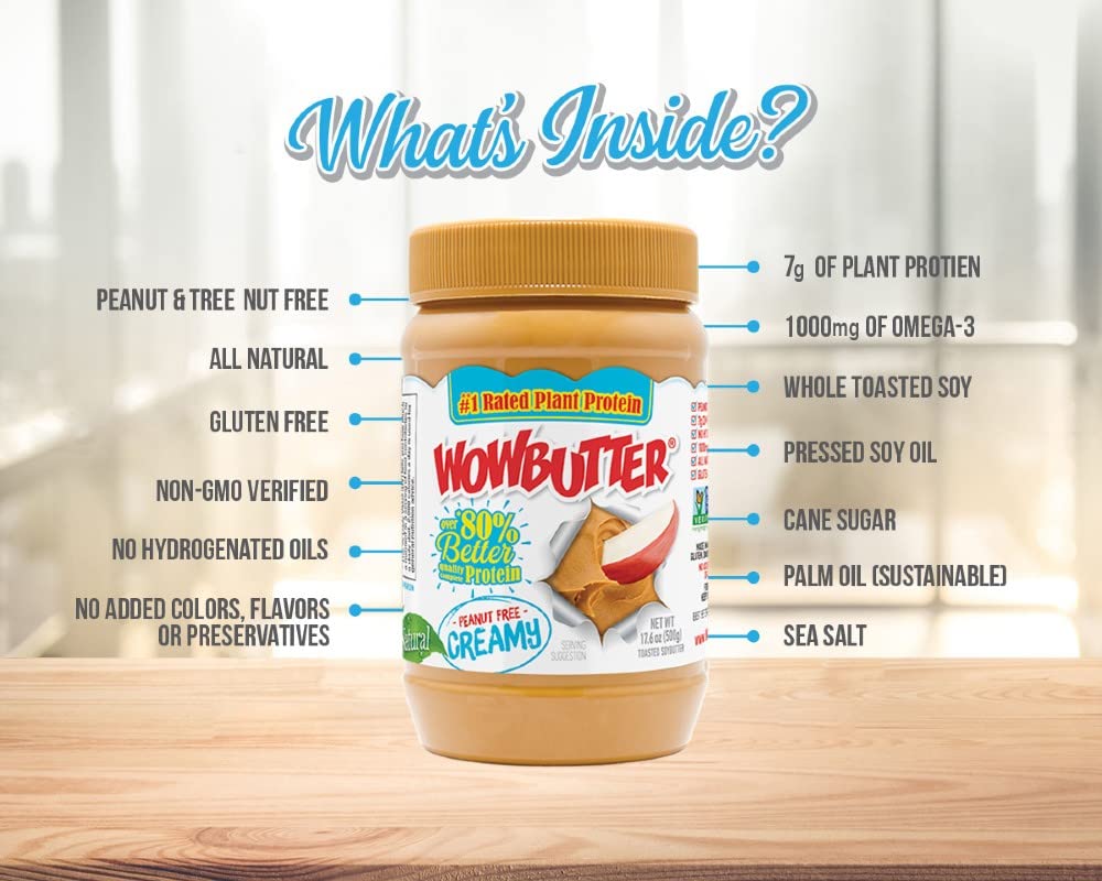 Wowbutter Natural Peanut Free Creamy 1.1Lb Jar, (Pack Of 4)