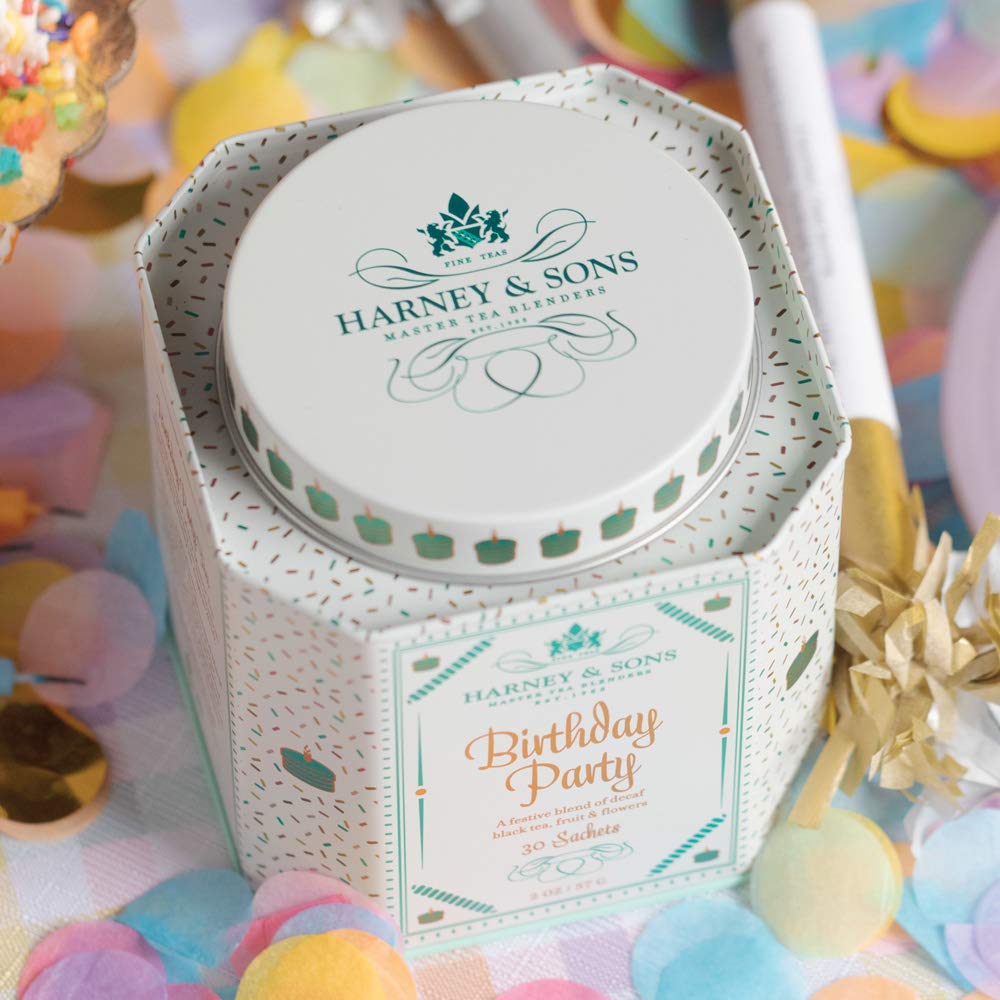 Harney & Sons Birthday Party, 30 Sachets Of Decaffeinated Black Tea