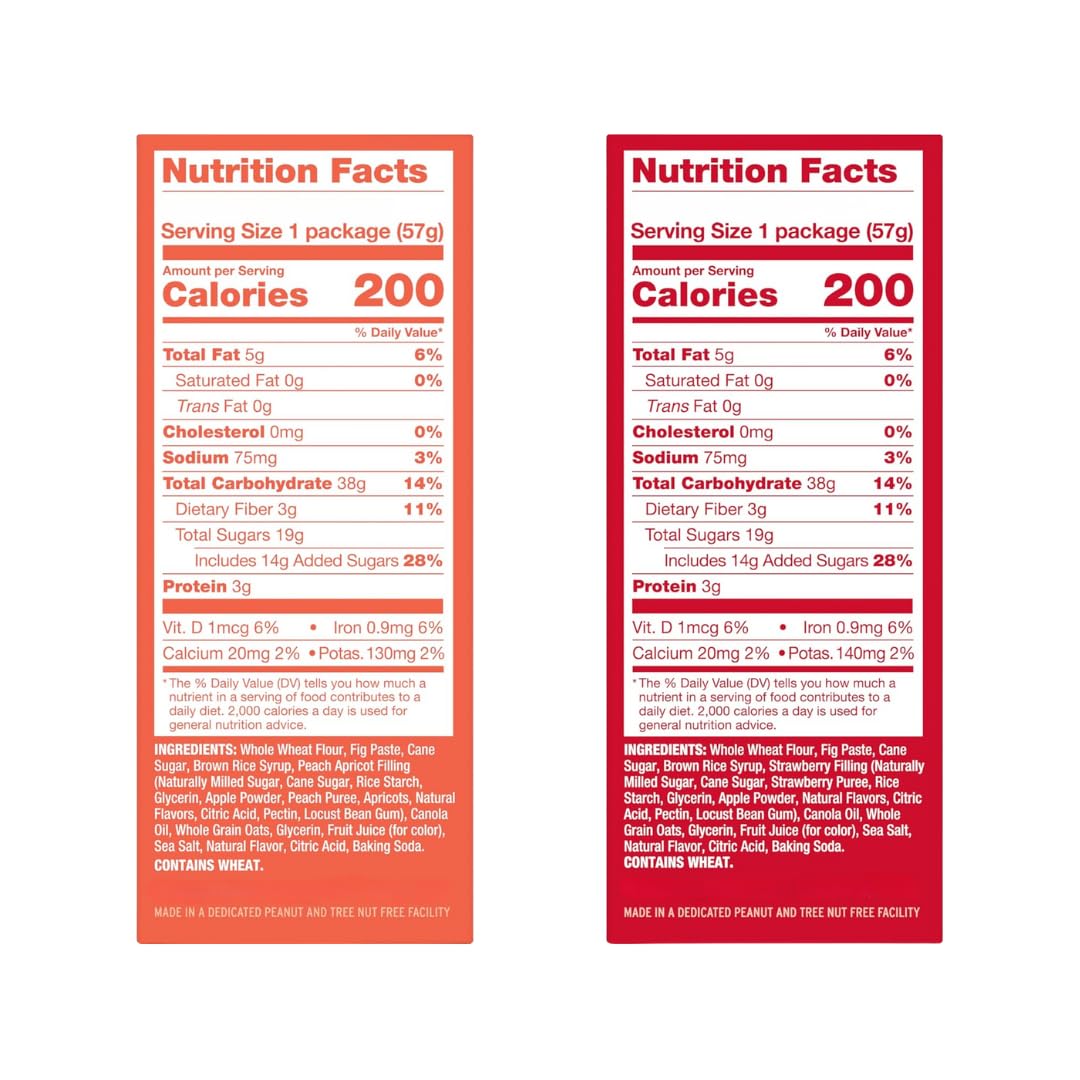 Whole Wheat Fig Bars 5 Flavor Variety Pack Healthy Breakfast Fig Bars Variety Pack - 2 oz Bars 18 Pack