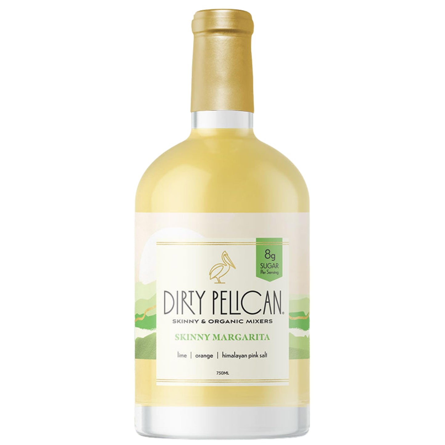 Dirty Pelican Organic Skinny Margarita Cocktail Mixer - 750ml, Glass, Vegan, Gluten Free, Low Calorie, Pink