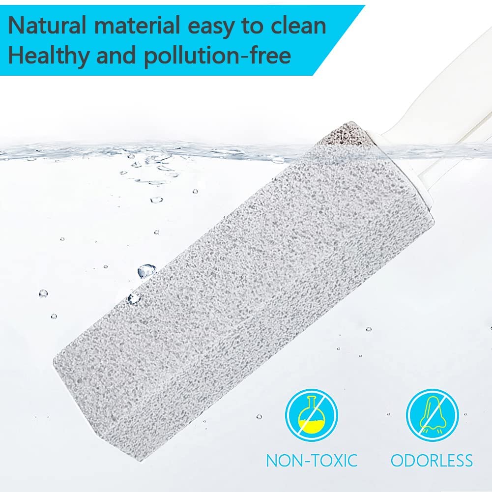 4Th Pumice Stone For Toilet Bowl Cleaning,Scouring Stick With Handle,Powerfully Away Limescale Stain,Hard Water Ring, Calcium Bu