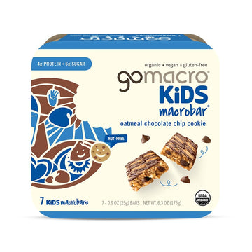 GoMacro Kids MacroBar Organic Vegan Snack Bars - Oatmeal Chocolate Chip Cookie (0.90 Ounce Bars, 7 Count)