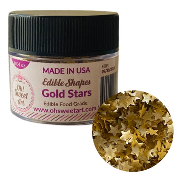Oh! Sweet Art Edible Glitter Gold Stars 0.04 Ounce Oz. Use To Cakes, Cupcakes, Flakes, Cookies