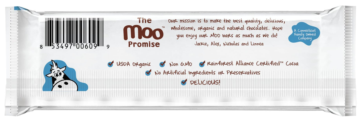 MOO CHOCOLATES Organic Milk Chocolate Bars, Creamy Filling, 14 ct, 1.4 oz each, USDA Organic, Non-GMO Snacks