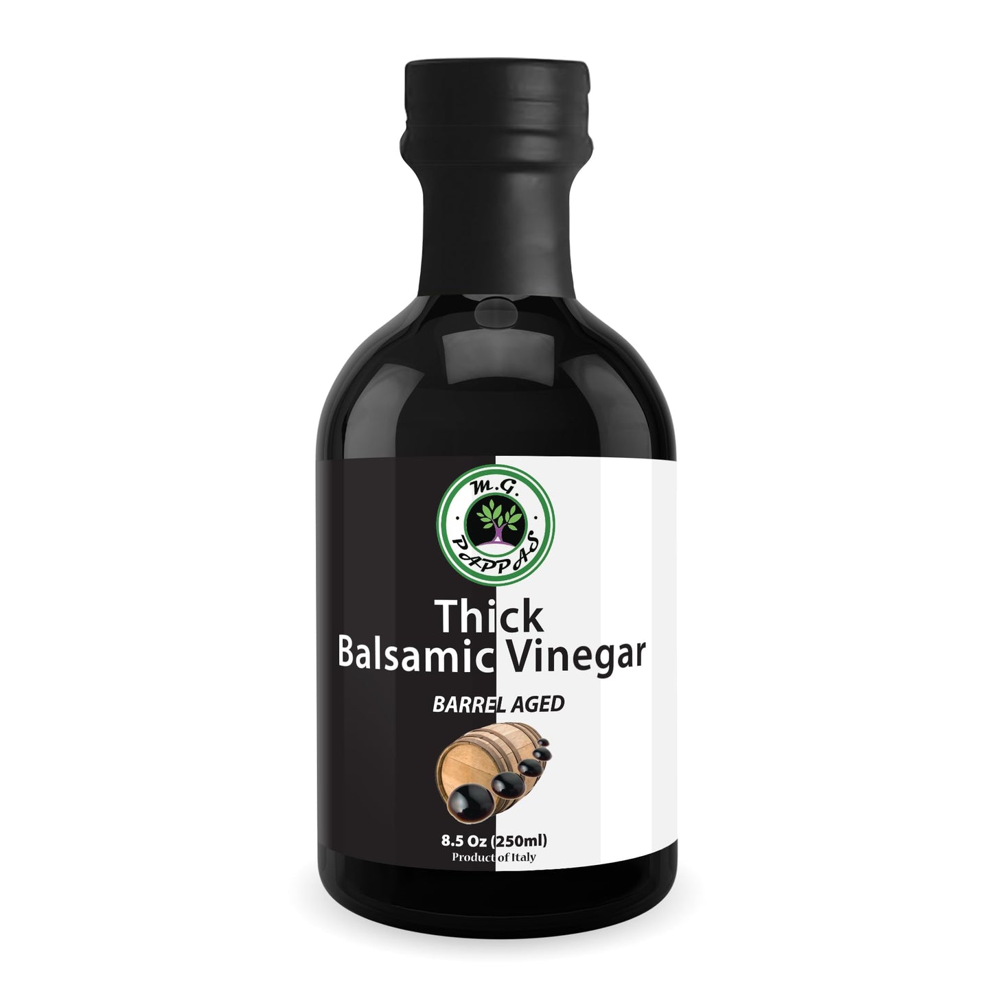 M.G. Pappas Thick Aged Balsamic Vinegar From Italy - Gourmet Balsamic Italian Vinegar - A Great Addition To Vinaigrettes Salads & Dressings - No Preservatives No Added Sugar - 8.5 Fl Oz (250Ml)