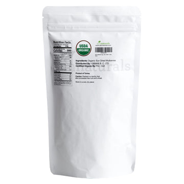 White Mulberries Dried Organic Bulk 2 Lbs Bag- USDA Organic Certified - Sun Dried, Raw, Non GMO & Gluten Free - Product of Turke