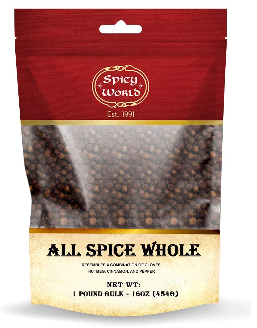 Spicy World Whole Allspice Berries 14 Oz Resealable Bag | All Spice Pimento Jamaica Pepper For Cooking & Seasoning | Versatile Berry For Curries, Soups And Even Pastries