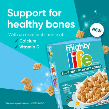 Quaker Mighty Life Multigrain Cereal, Very Vanilla, Bone Health Support, 22.3 Oz Family Size