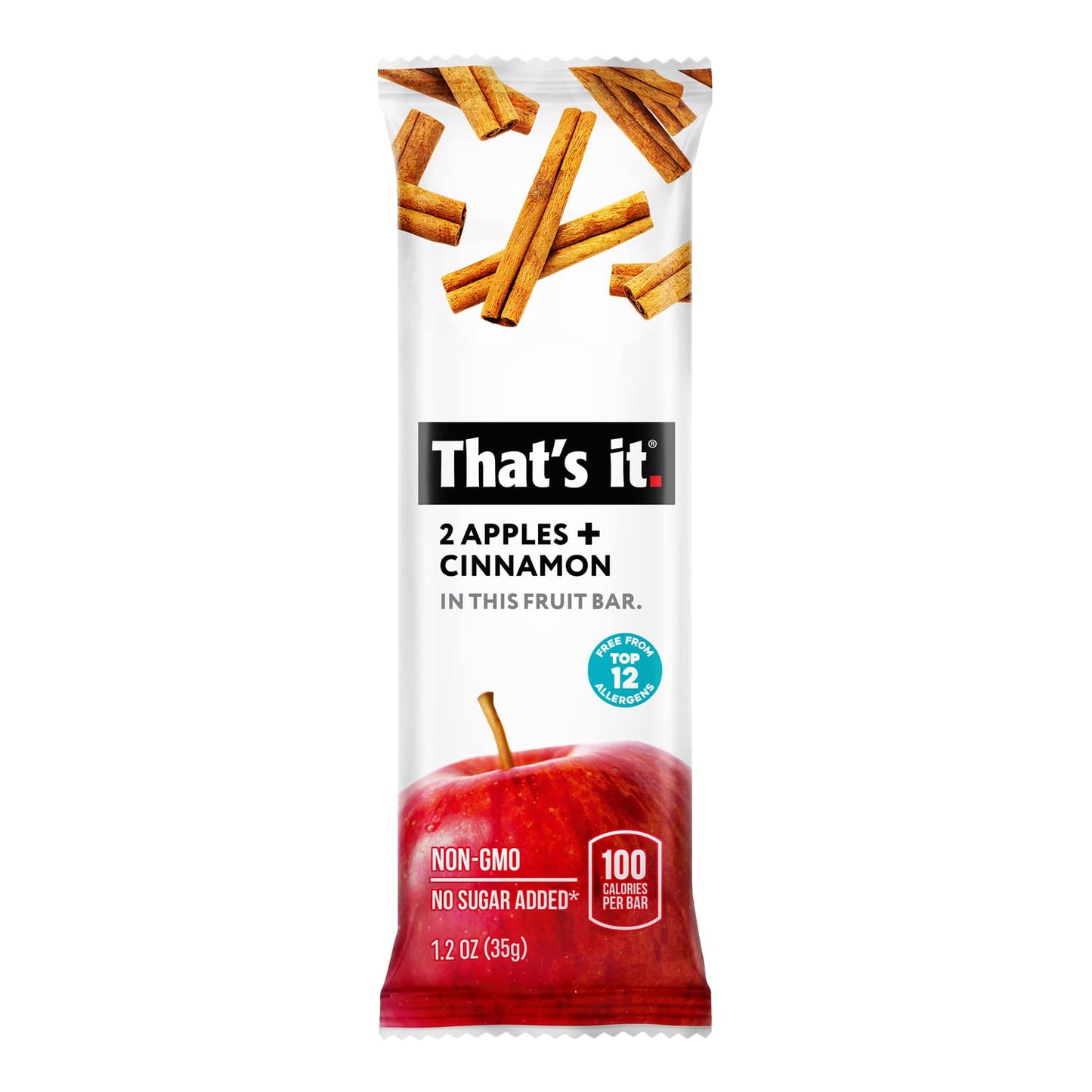 That'S It. Apple + Cinnamon 100% Natural Real Fruit Bar, Best High Fiber Vegan, Gluten Free Healthy Snack, Paleo For Children &