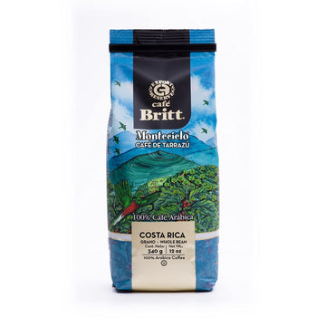 Caf Britt - Costa Rican Montecielo, Coffee From Tarrazu (12 oz.) (3-Pack) - Whole Bean, Arabica Coffee, Kosher, Gluten Free, 1