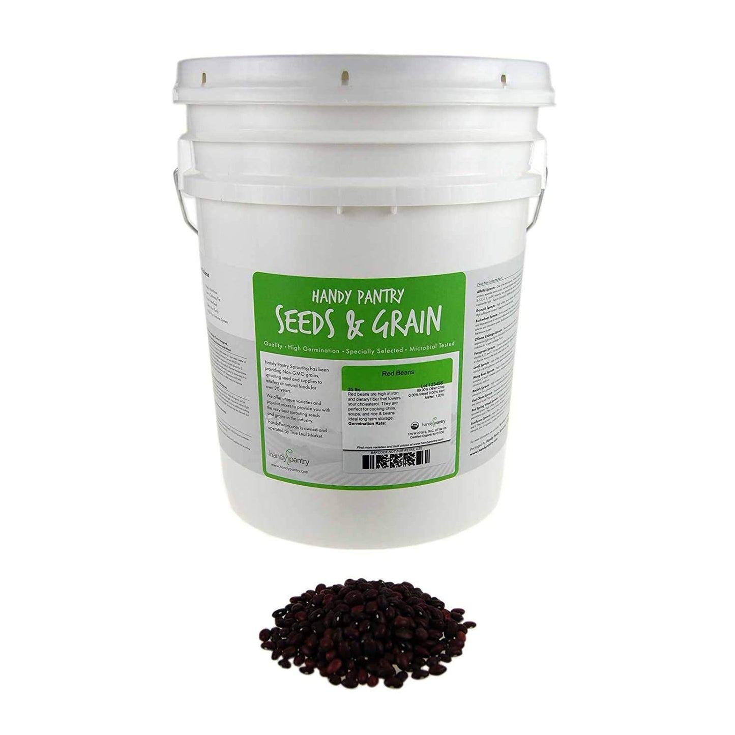 Organic Red Chili Beans - 35 Lbs Re-Sealable Bucket - Red Bean for Cooking, Soups, Chili, Food Storage & More