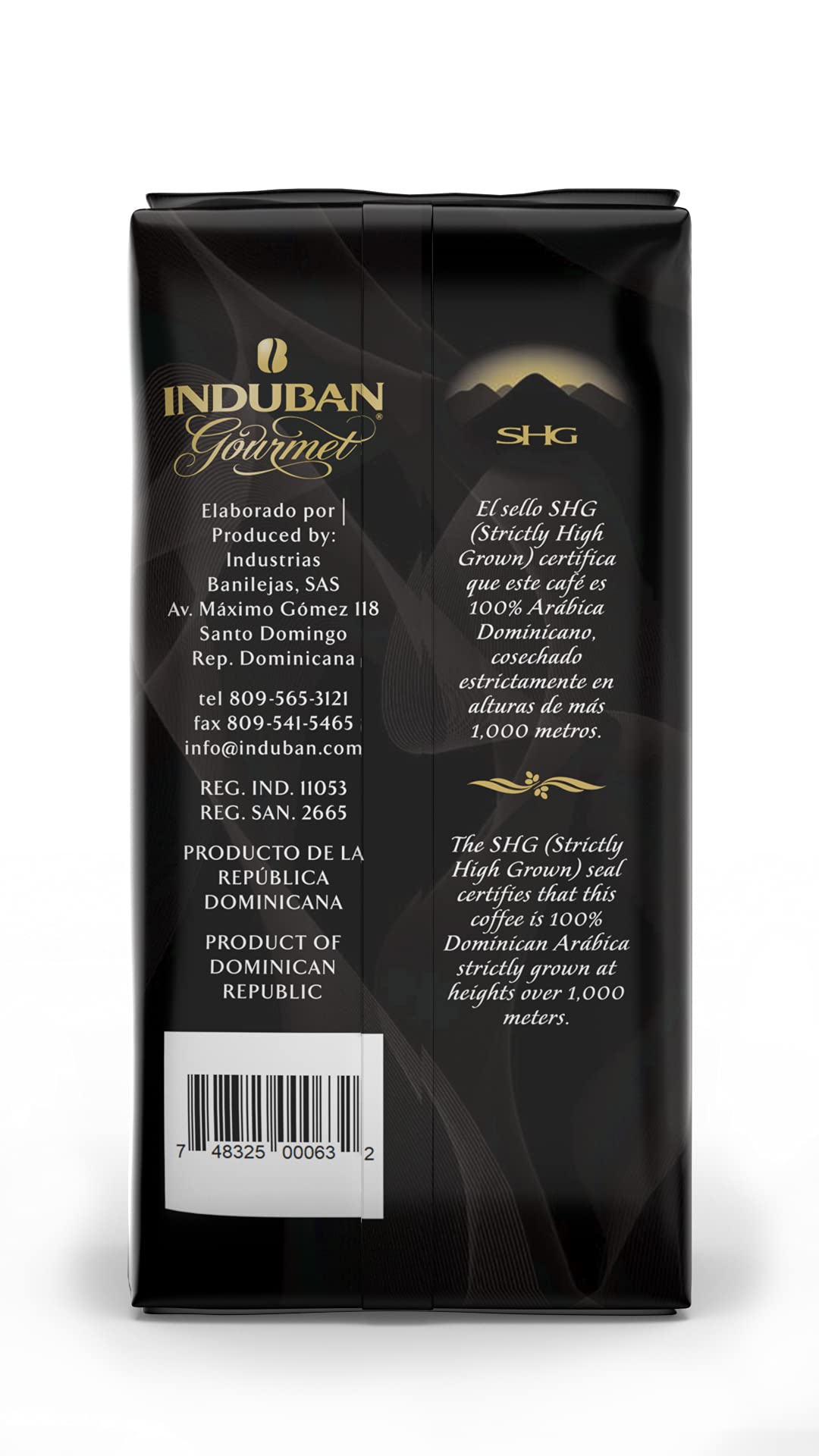 Induban Gourmet, 16 Oz Bag, Ground Coffee, Medium Roast - Premium 100% Arabica Coffee From The Dominican Republic (Pack Of 2)