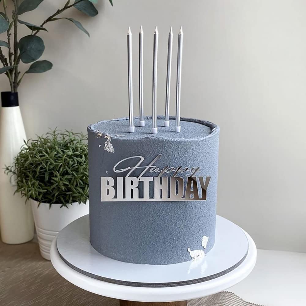 6 Packs Happy Birthday Cake Toppers Side Mirror Acrylic Cake Topper Happy Birthday Cake Decorations Gold Cupcake Toppers Cake De