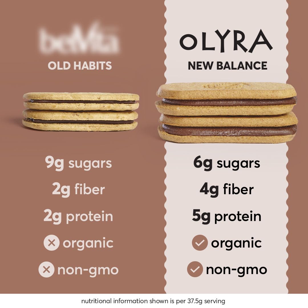 Olyra Organic Breakfast Biscuit Sandwiches | Hazelnut Cocoa | Kids Healthy Snacks, Low-Sugar, High Fiber | 4 Count (Pack of 1)
